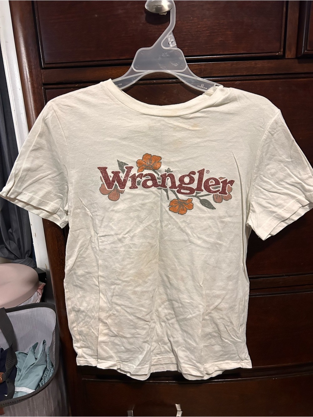 Wrangler Cream Graphic Floral Logo Short Sleeve Tee
